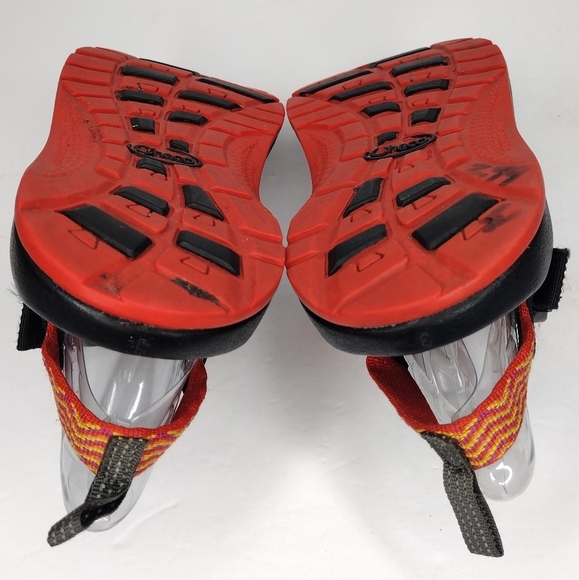 Chaco Rainbow Orange Slip On Strap Up Kids Sandals - Picture 12 of 14